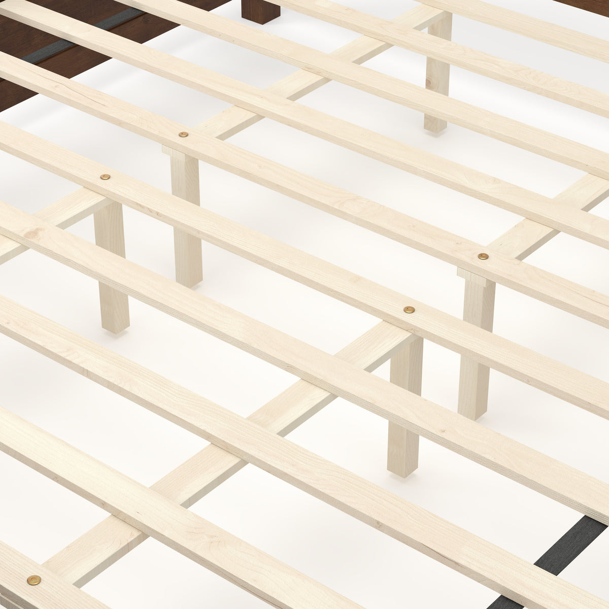King-size bed slat frame in natural wood with evenly spaced slats and sturdy supports on Tampa Home & Garden Store