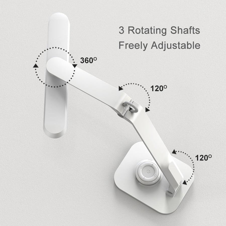 Stevvex white LED desk lamp with 3 rotating shafts and adjustable arm on Tampa Home & Garden Store