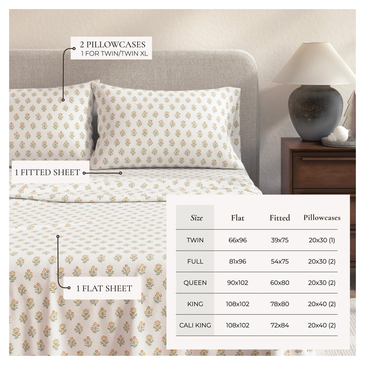 Turkish Cotton Flannel Sheet Set and Floral