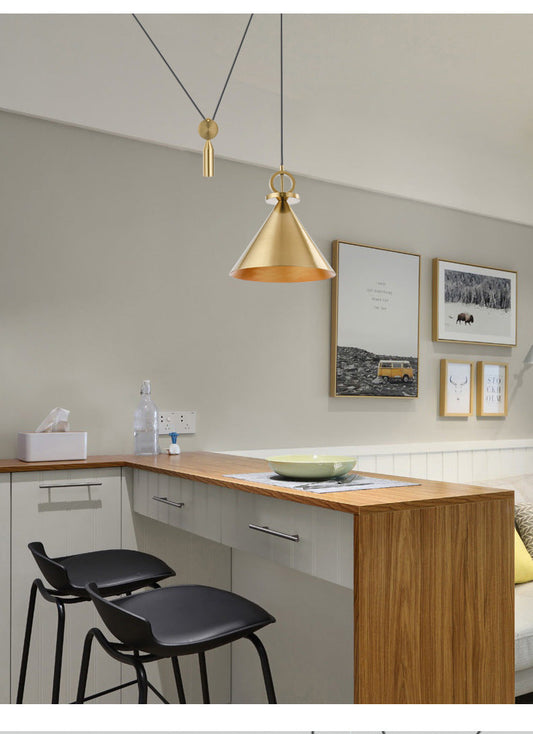 Retractable Bedside Coffee Shop Bar Counter Brass Color Personality Small Chandelier - Tampa Home & Garden Store
