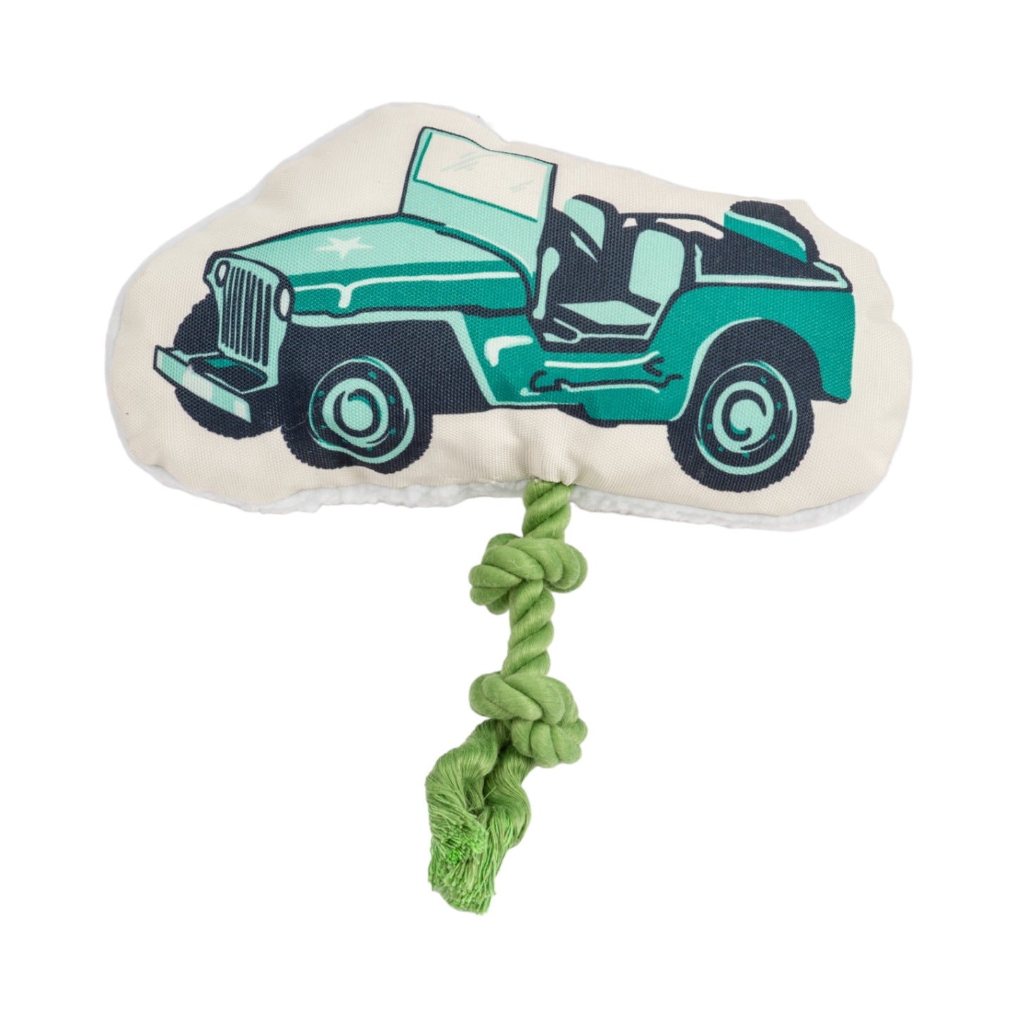 Juguete de peluche para perro Country Living: Jeep militar retro con chirriador y papel arrugado