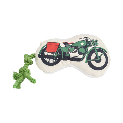 Juguete de peluche para perro Country Living: motocicleta militar retro con chirriador y papel arrugado
