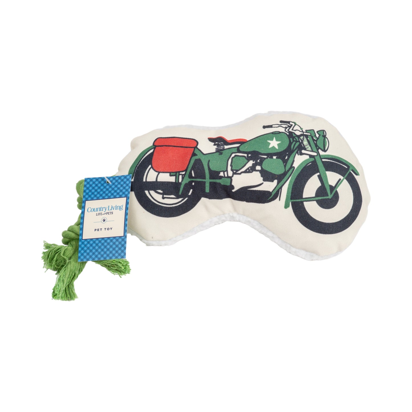 Juguete de peluche para perro Country Living: motocicleta militar retro con chirriador y papel arrugado