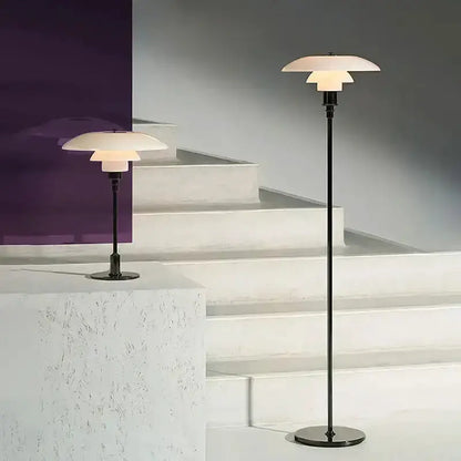 Retro Black Glass Shade Led Floor Lamp Nordic