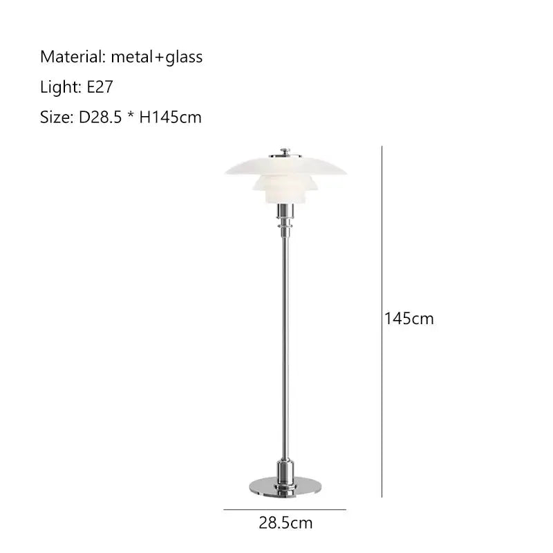 Retro Black Glass Shade Led Floor Lamp Nordic