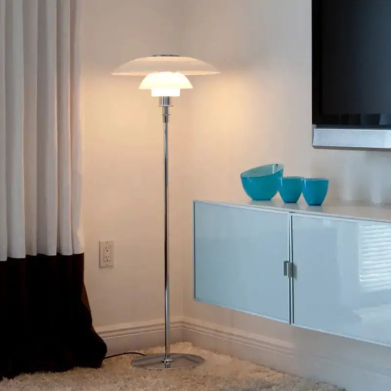 Retro Black Glass Shade Led Floor Lamp Nordic