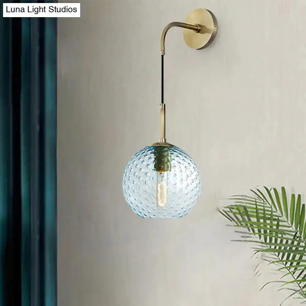 Retro Glass Globe Wall Lamp Pink Yellow and Blue