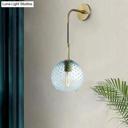 Retro Glass Globe Wall Lamp Pink Yellow and Blue