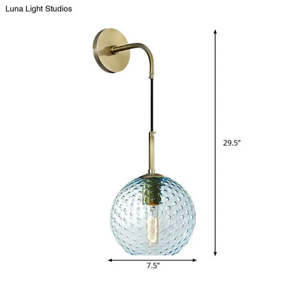 Retro Glass Globe Wall Lamp Pink Yellow and Blue