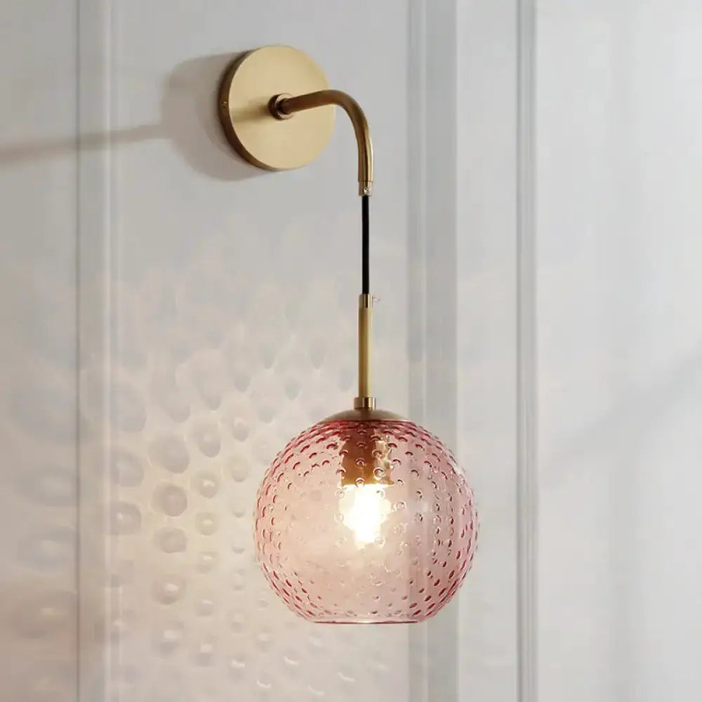 Retro Glass Globe Wall Lamp Pink Yellow and Blue