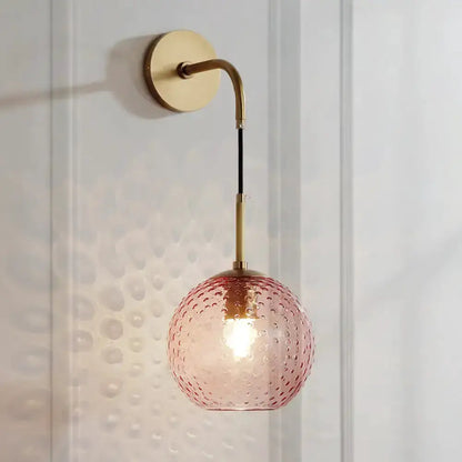Retro Glass Globe Wall Lamp Pink Yellow and Blue