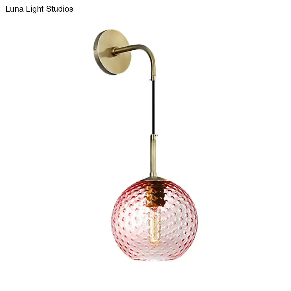 Retro Glass Globe Wall Lamp Pink Yellow and Blue