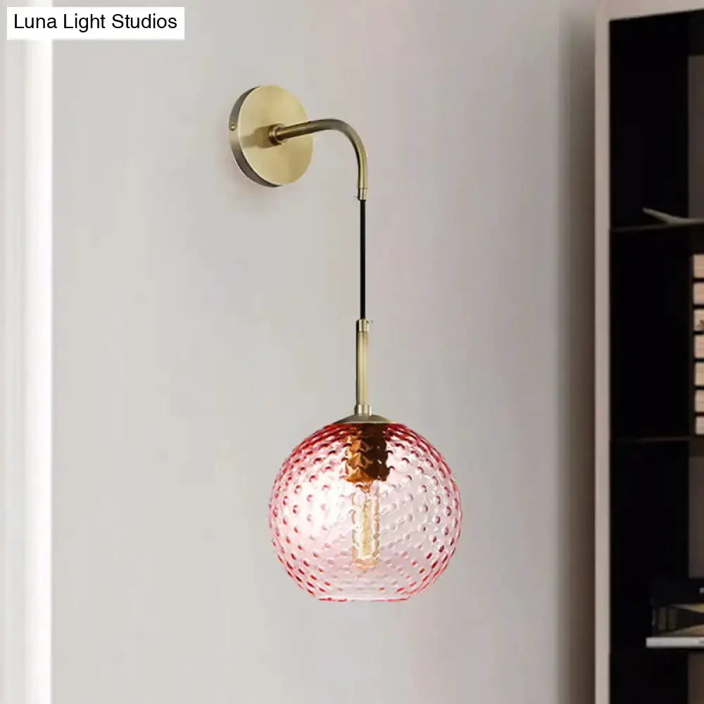 Retro Glass Globe Wall Lamp Pink Yellow and Blue