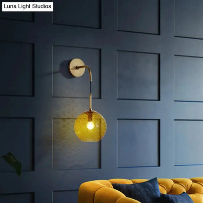 Retro Glass Globe Wall Lamp Pink Yellow and Blue