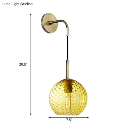Retro Glass Globe Wall Lamp Pink Yellow and Blue