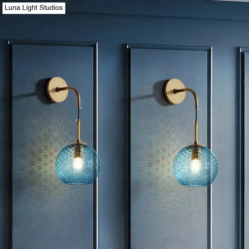 Retro Glass Globe Wall Lamp Pink Yellow and Blue