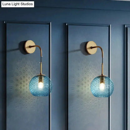 Retro Glass Globe Wall Lamp Pink Yellow and Blue