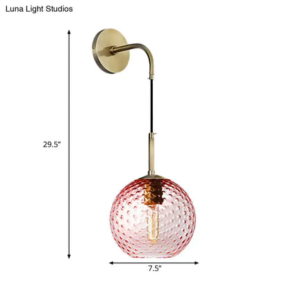 Retro Glass Globe Wall Lamp Pink Yellow and Blue