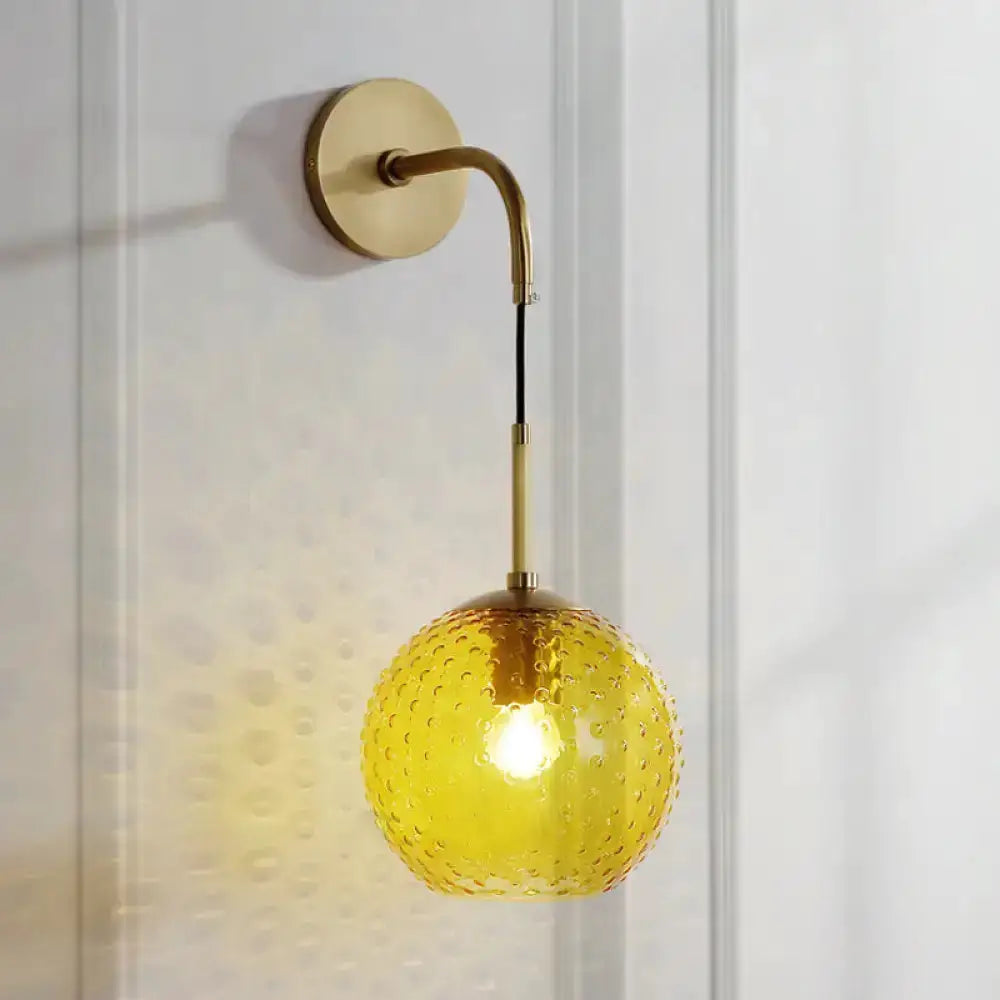 Retro Glass Globe Wall Lamp Pink Yellow and Blue
