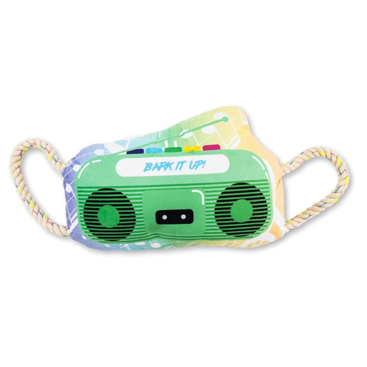 Retro Boombox Plush Dog Toy – with Squeaker & Crinkle Paper for Fun Play - Tampa Home & Garden Store