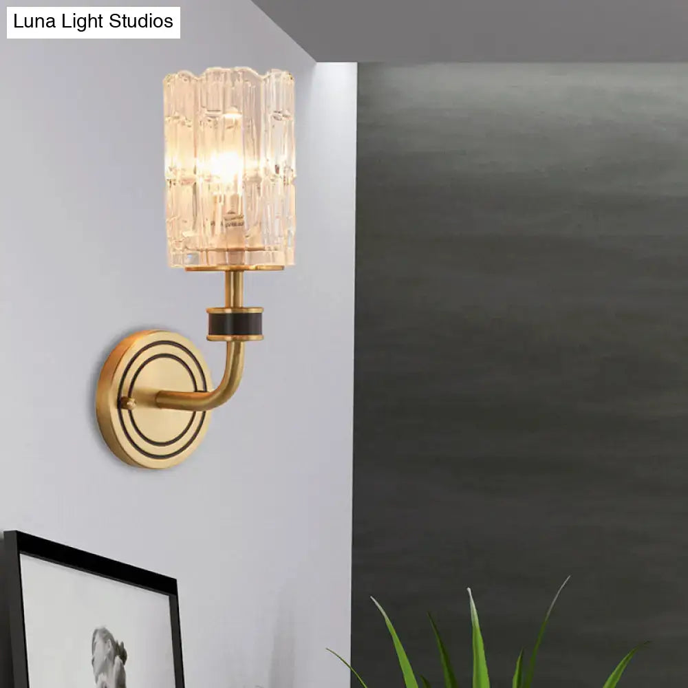 Decorbites brass black crystal light wall sconce with crystal shade and circular backplate on Tampa Home & Garden Store