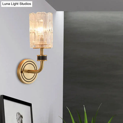 Decorbites brass black crystal light wall sconce with crystal shade and circular backplate on Tampa Home & Garden Store