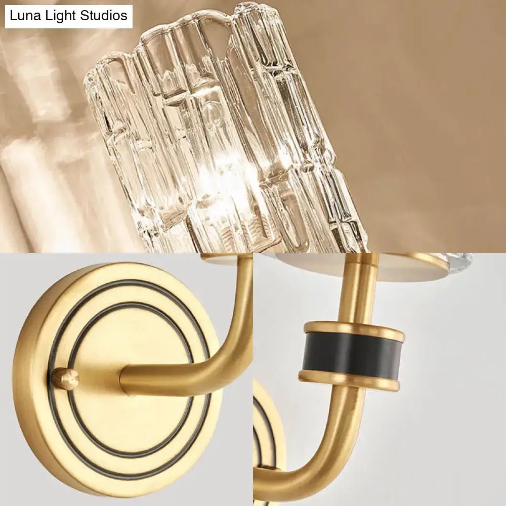 Brass Black Crystal Light wall sconce with clear crystal shade and black accent Decorbites on Tampa Home & Garden Store