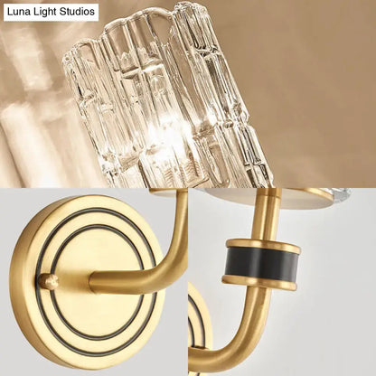 Brass Black Crystal Light wall sconce with clear crystal shade and black accent Decorbites on Tampa Home & Garden Store