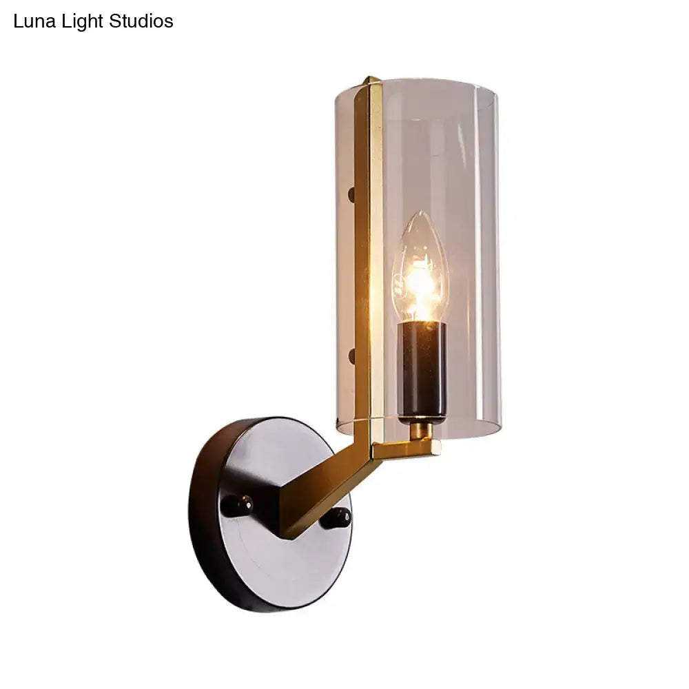 Brass Glass Wall Sconce Decorbites clear shade and exposed bulb on Tampa Home & Garden Store