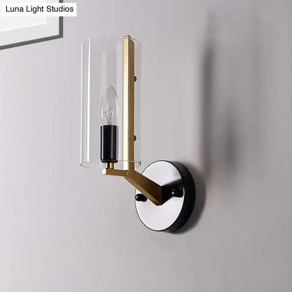 Brass Glass Wall Sconce Industrial Style by Decorbites with glass guard and black socket on Tampa Home & Garden Store