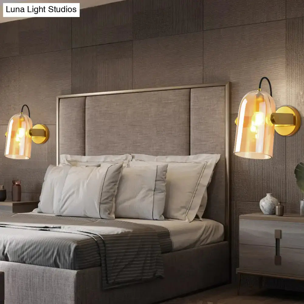 Brass Cloche Sconce Light by Decorbites, amber glass dome, wall-mounted pair on Tampa Home & Garden Store