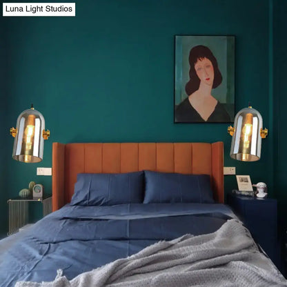 Brass cloche sconce lights pair with glass domes, bedside lamps by Decorbites on Tampa Home & Garden Store