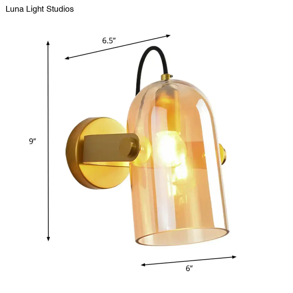 Brass Cloche Sconce Light by Decorbites with amber glass dome brass wall mount on Tampa Home & Garden Store