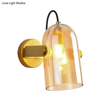 Brass cloche sconce light with amber glass shade and wall mount by Decorbites on Tampa Home & Garden Store