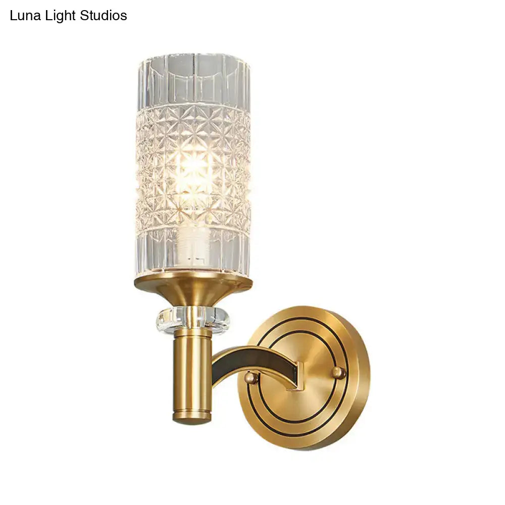 Brass crystal gridded wall sconce with crystal shade Decorbites on Tampa Home & Garden Store