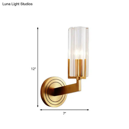 Retro Brass Ribbed Glass Wall Lamp Sconce
