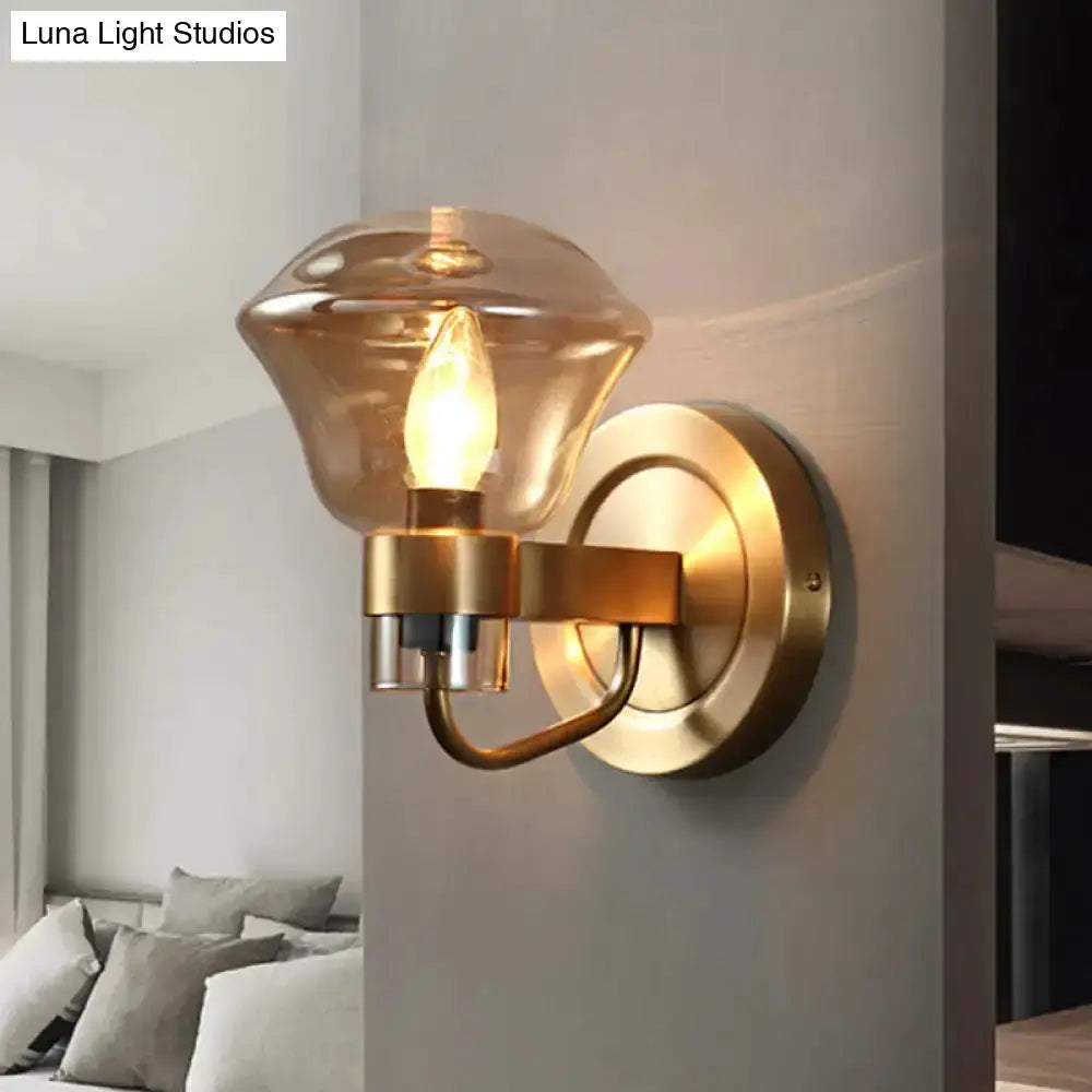 Retro brass wall sconce with smoke gray & amber glass shade for bedroom Decorbites on Tampa Home & Garden Store
