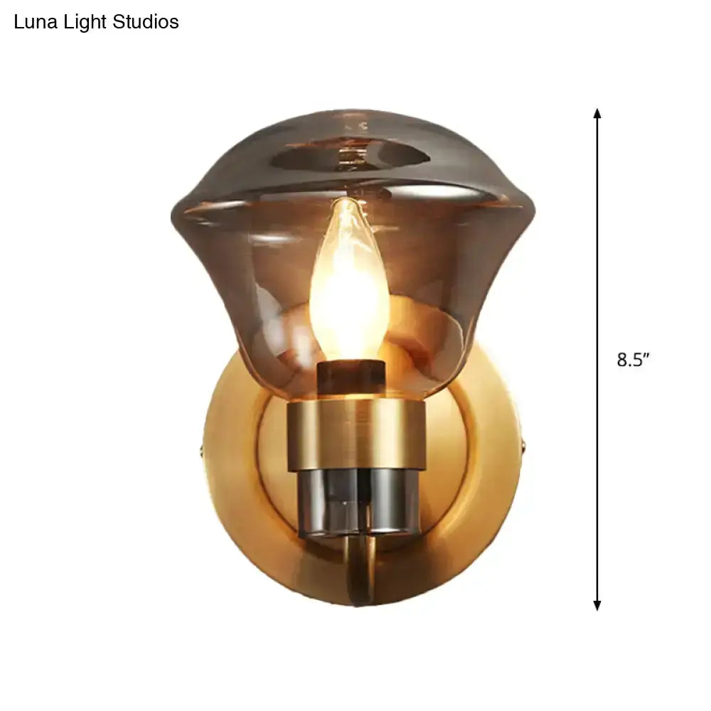 Retro brass wall sconce with smoke gray amber glass shade by Decorbites on Tampa Home & Garden Store