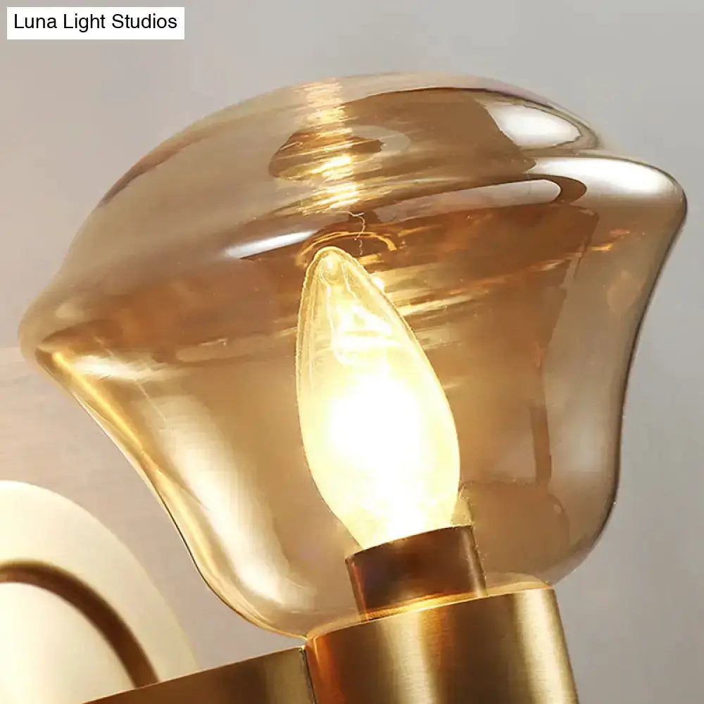 Retro brass wall light sconce with smoke gray amber glass shade by Decorbites on Tampa Home & Garden Store