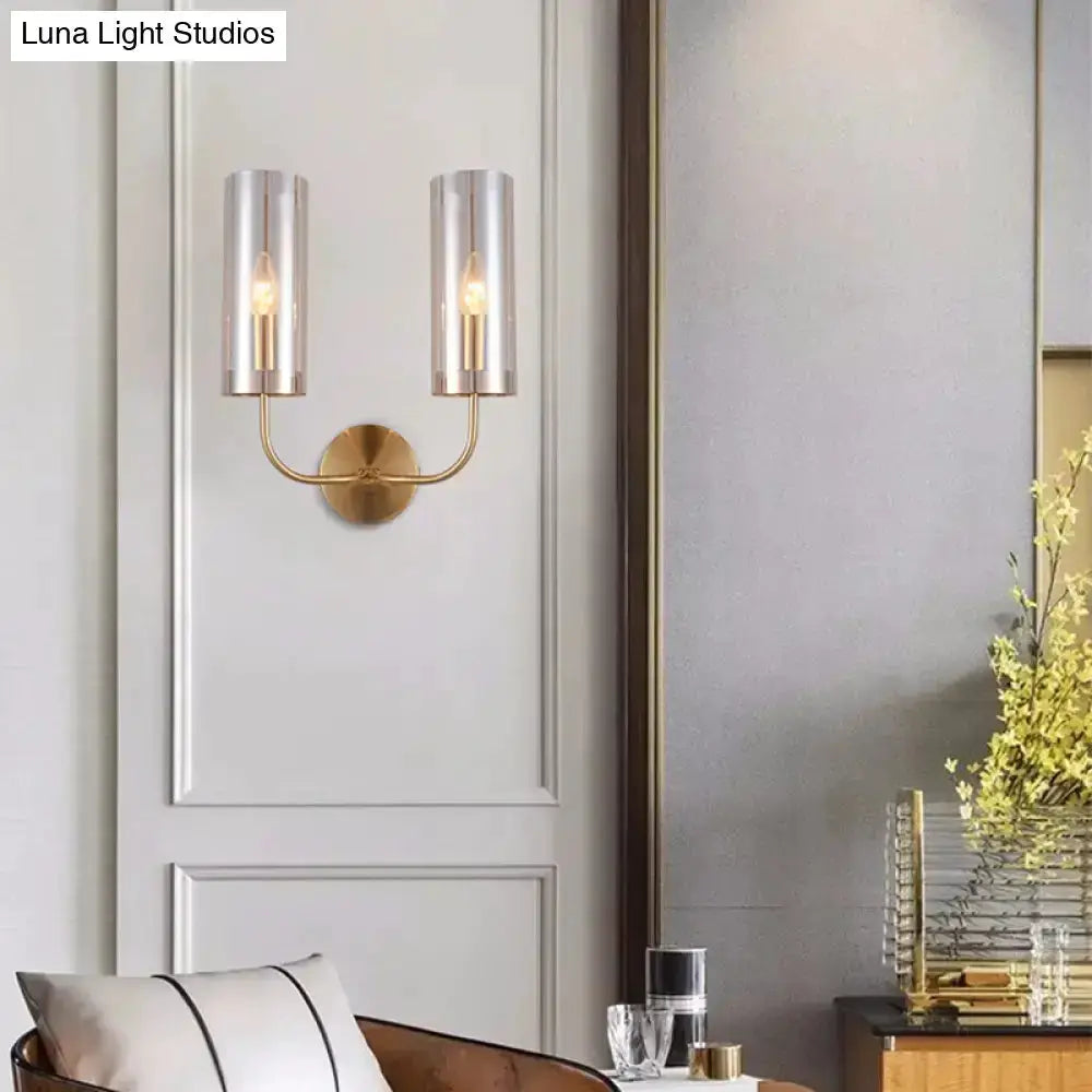 Retro Brass Wall Mount Lamp With Smoked Shade