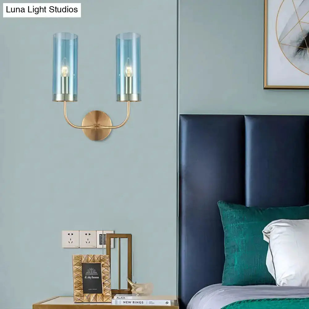Retro Brass Wall Mount Lamp With Smoked Shade