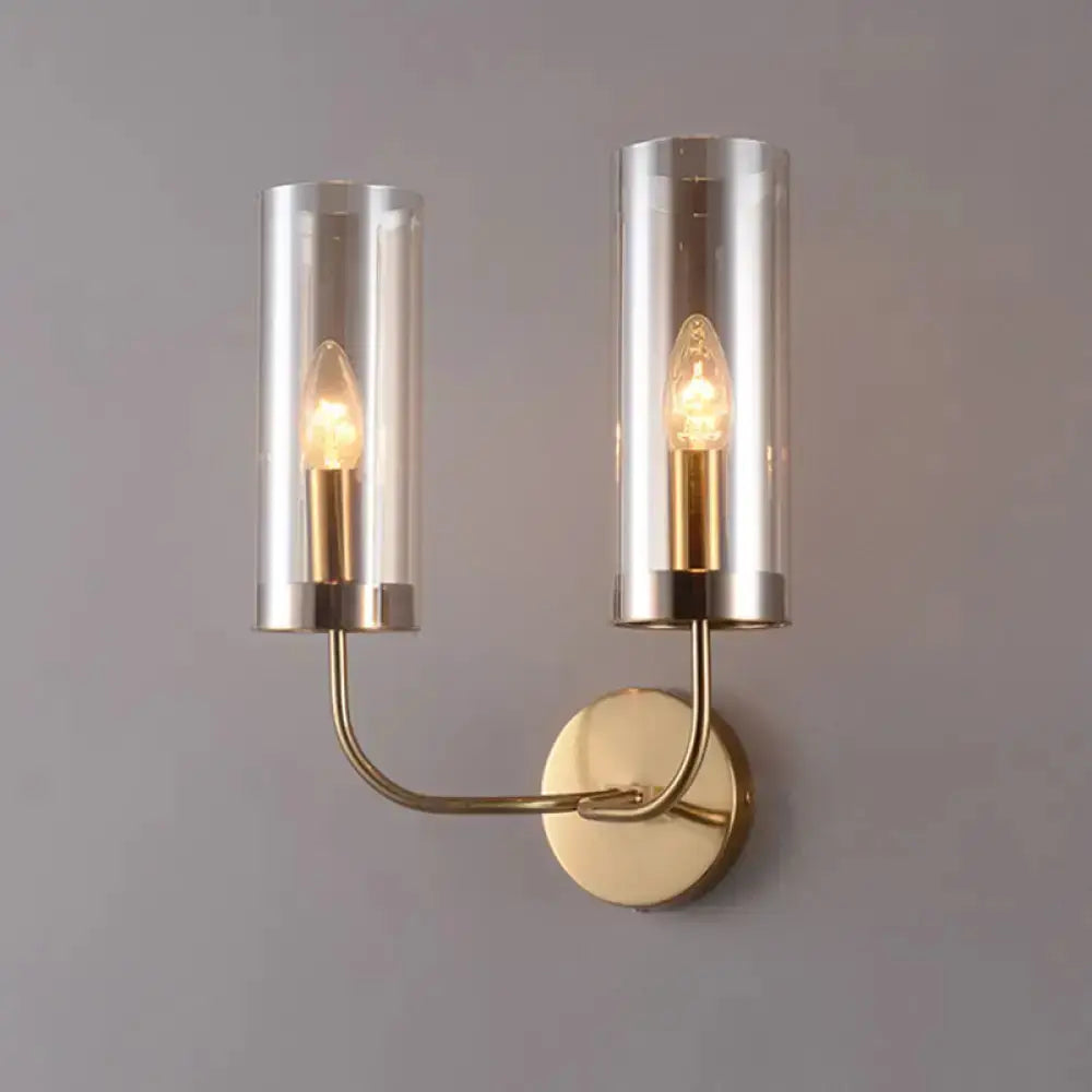 Retro Brass Wall Mount Lamp With Smoked Shade