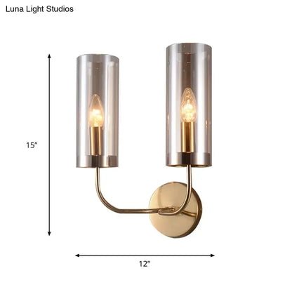 Retro Brass Wall Mount Lamp With Smoked Shade