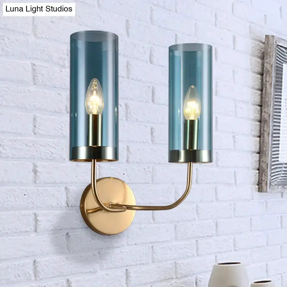 Retro Brass Wall Mount Lamp With Smoked Shade
