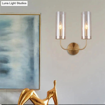 Retro Brass Wall Mount Lamp With Smoked Shade