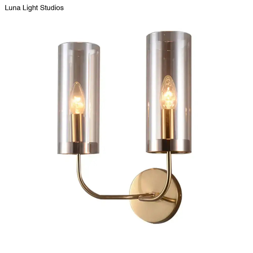 Retro Brass Wall Mount Lamp With Smoked Shade