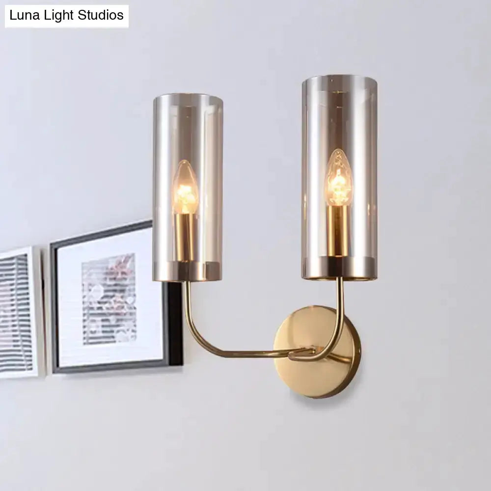 Retro Brass Wall Mount Lamp With Smoked Shade