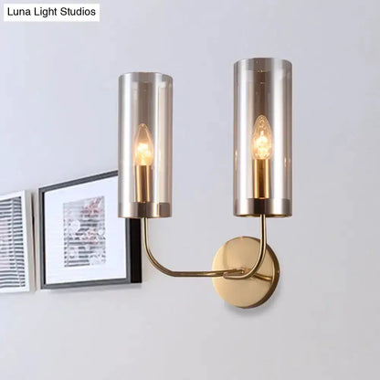 Retro Brass Wall Mount Lamp With Smoked Shade