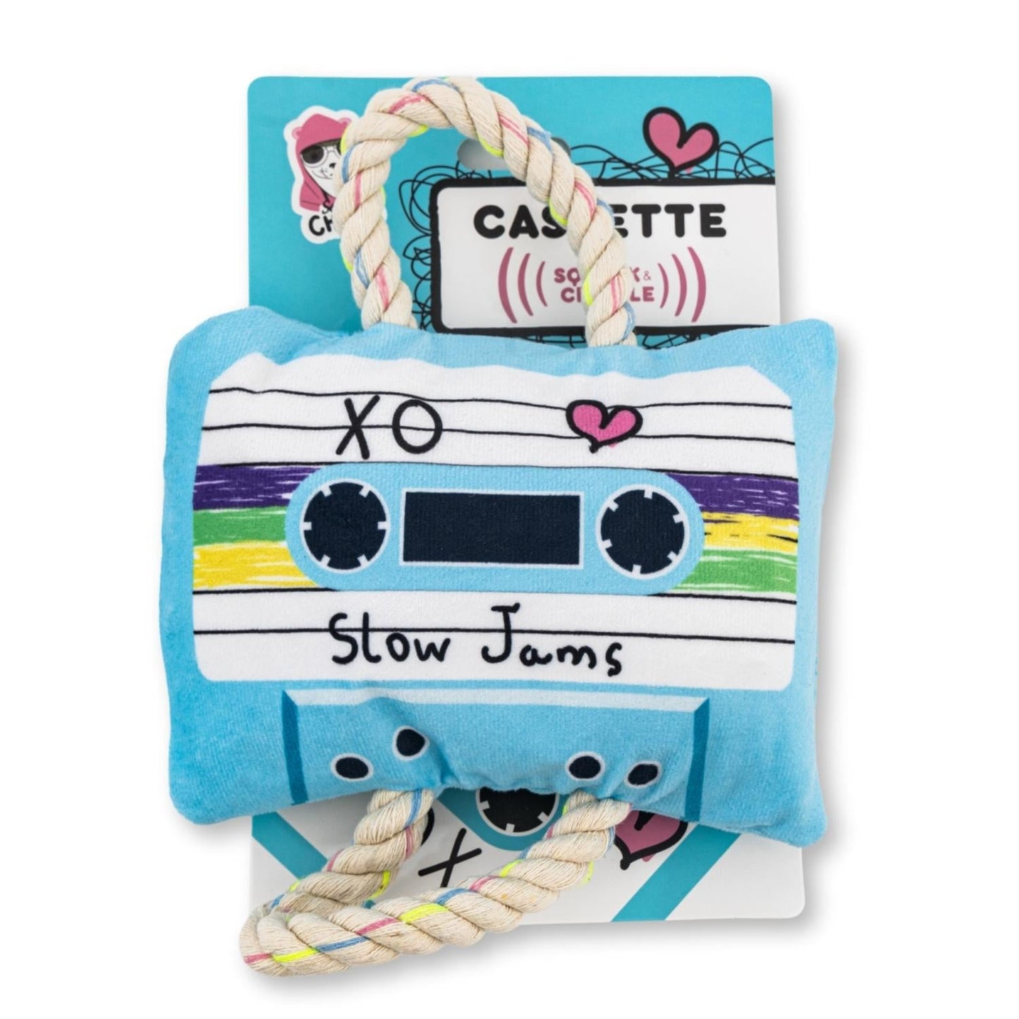 Peluche pour chien en forme de cassette audio rétro – avec couineur et papier froissé pour des heures de jeu amusantes
