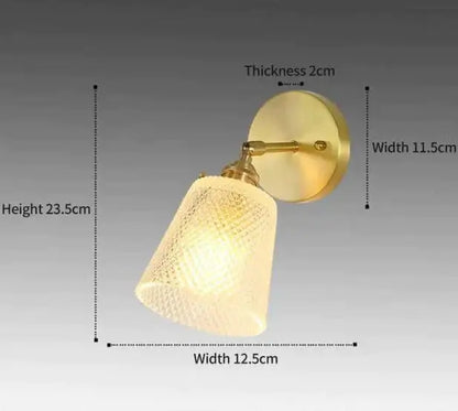 Copper Glass Wall Sconce by Decorbites with brass backplate and textured diamond shade on Tampa Home & Garden Store